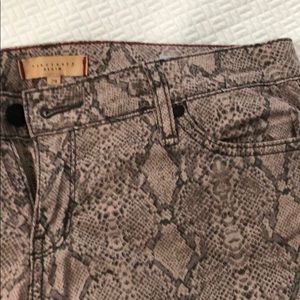 Anthropologie Snake-Print Straight Leg Pants in Beige and Gray